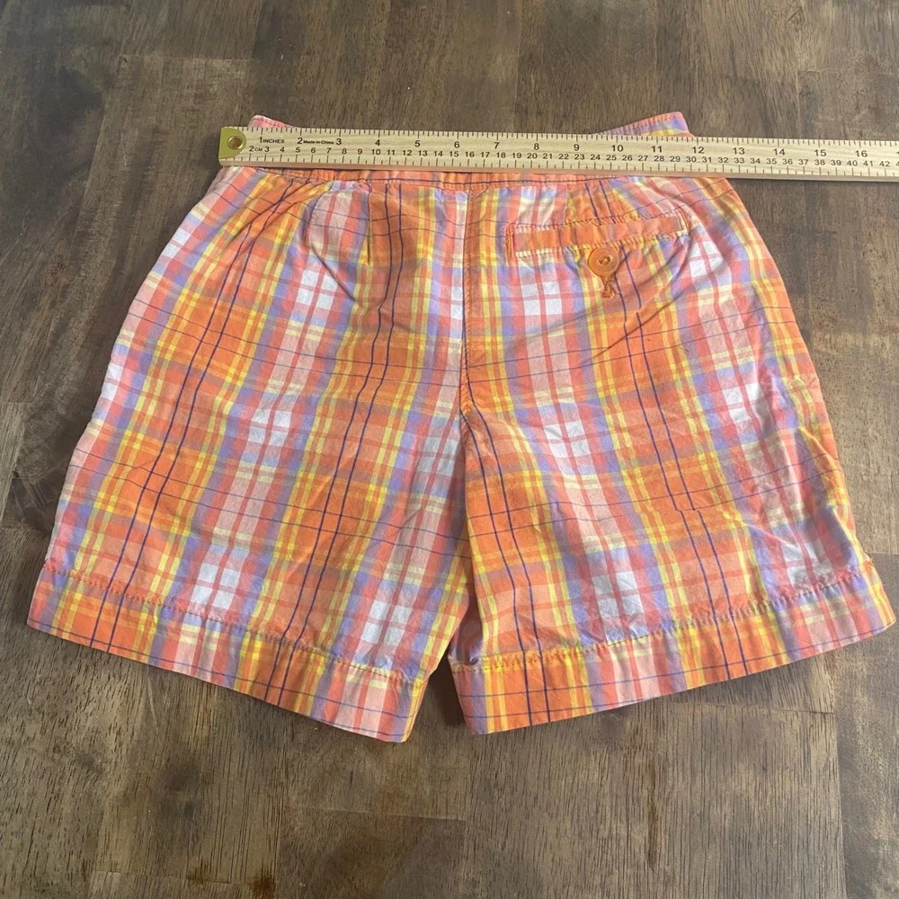 L.L. Bean‎ Shorts Kids Orange Plaid Cotton Casual Summer SIZE 10
